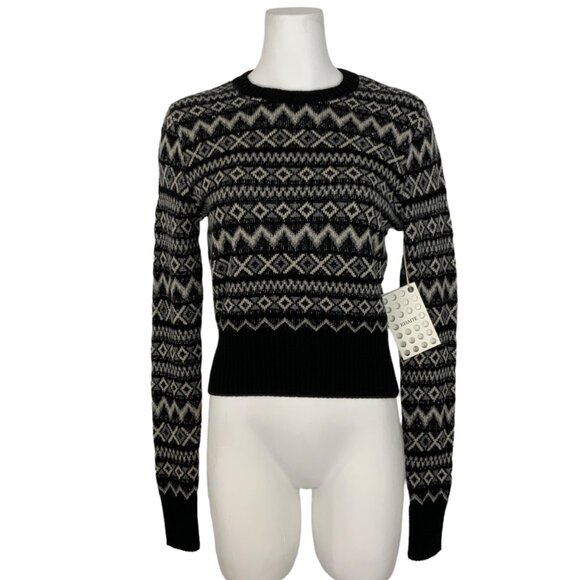 KHAITE Sweaters - Khaite Aroon Fairisle Sweater S Black Cashmere Long Sleeve Pullover Crewneck